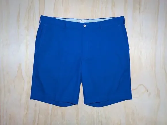 Peter Millar Men's 40 Blue Performance Golf Shorts Solid Flat Front Lightweight