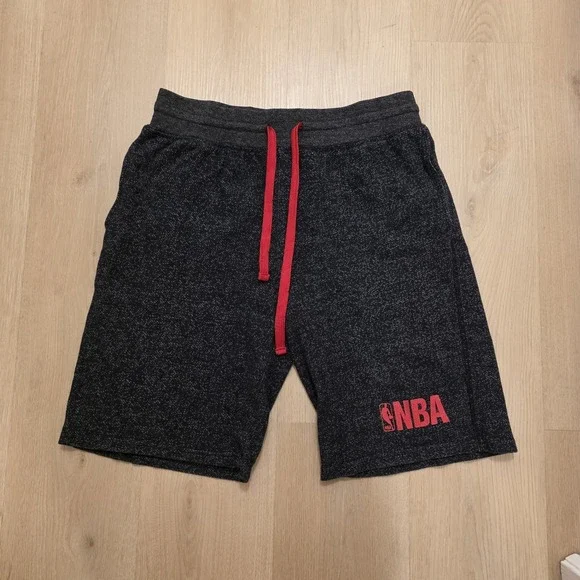 NBA Gray Red Drawstring Athleisure Workout Fitness Lounge Sweat Shorts Size M
