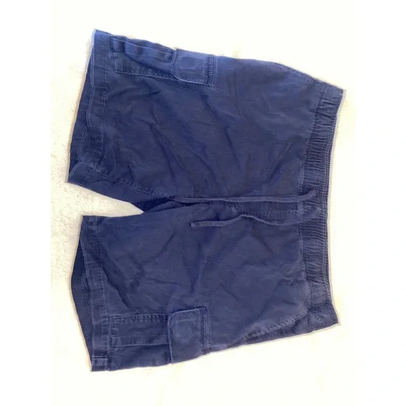 George Mens Cargo Shorts Navy Blue Elastic Waist Drawstring Size L 36-38