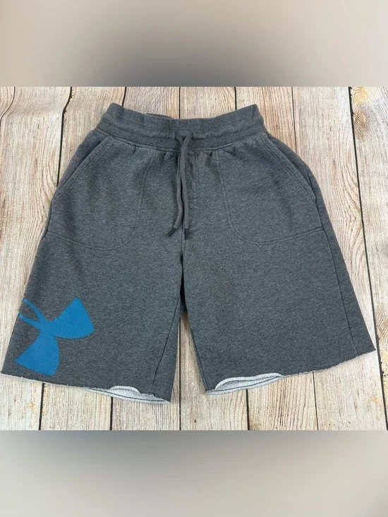 Mens Under Armour Rival Fleece Shorts Grey Blue Size Medium Loose