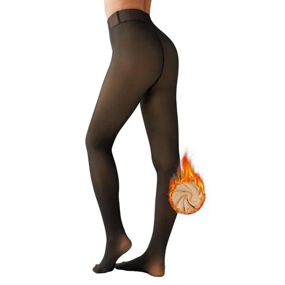 Tournesol Women's Black Fleece Lined Tights Warm Pantyhose Fake Xs-M - NWT