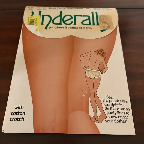 Vintage Underalls Pantyhose and Panties Beige Brief Suntan Legs  Sz A-B NEW!