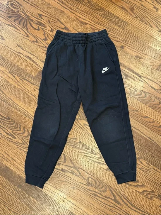 Nike Kids Black Jogger Pants with White Swoosh