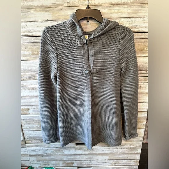 🩶 Crazy 8 Gray Hooded Toggle Knit Sweater Cardigan Kids L 10-12