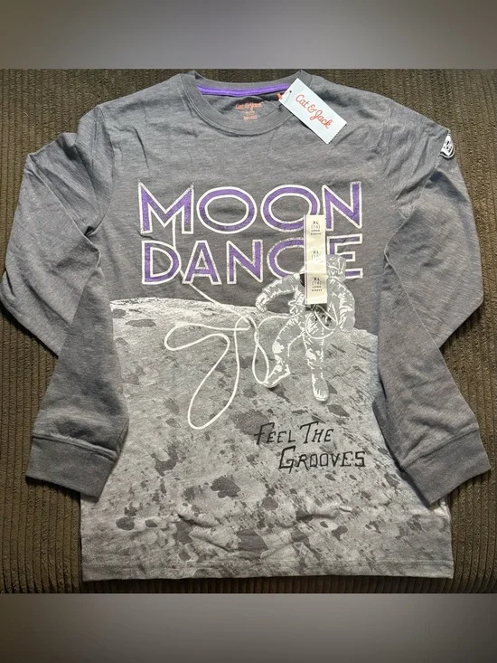 NWT Cat & Jack Boys' Gray 'Moon Dance' Long Sleeve Tee