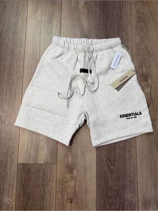 Essentials Men’s Light Heather Gray Athletic Drawstring Shorts