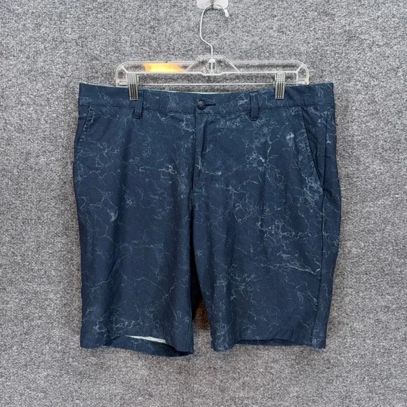 Adidas Golf Shorts Men 36 Navy Blue Marble Print Ultimate365 Performance Stretch
