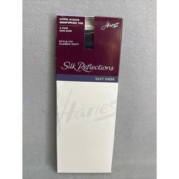 hanes silk reflections knee highs Style 775 Classic Navy  P5
