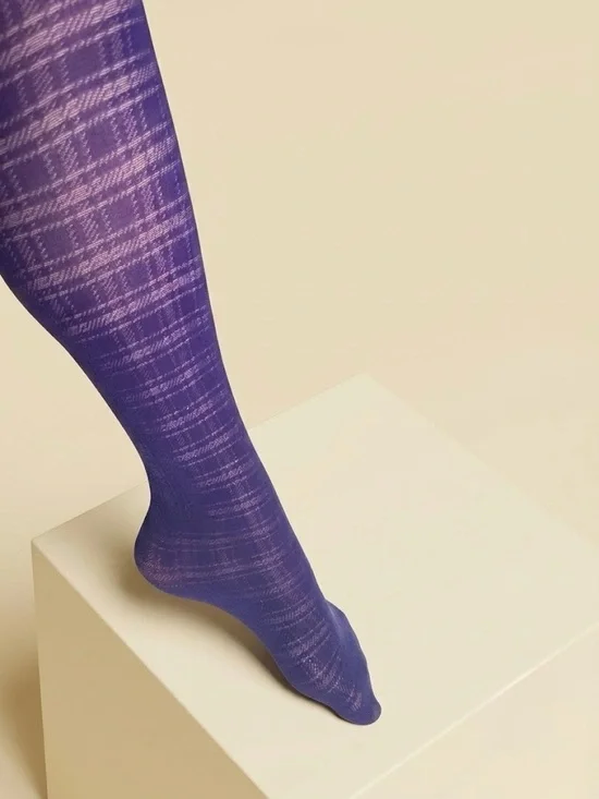 🔮 Retro 90s Whimsygoth Purple Tartan Jacquard Tights