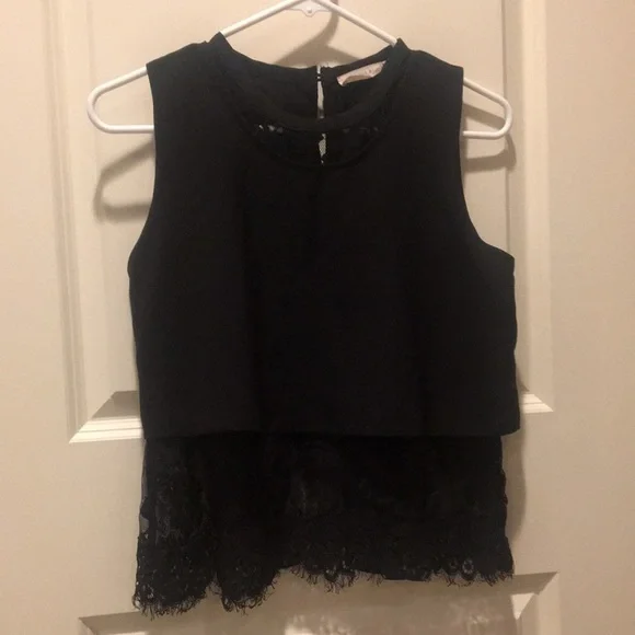Sophie Rue girls  lace layered tank top sleeveless juniors size M black