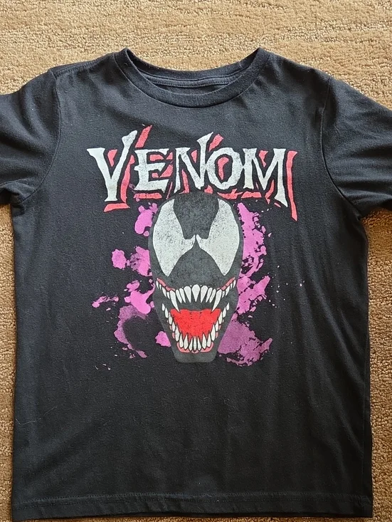 Kids Venom Graphic Tee - Black with Pink Accent