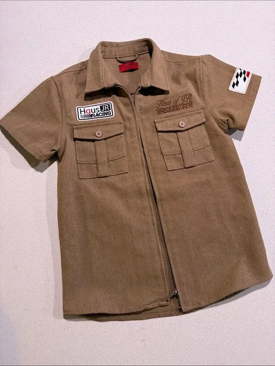 Kids Short Sleeve Racing Shirt - Tan
