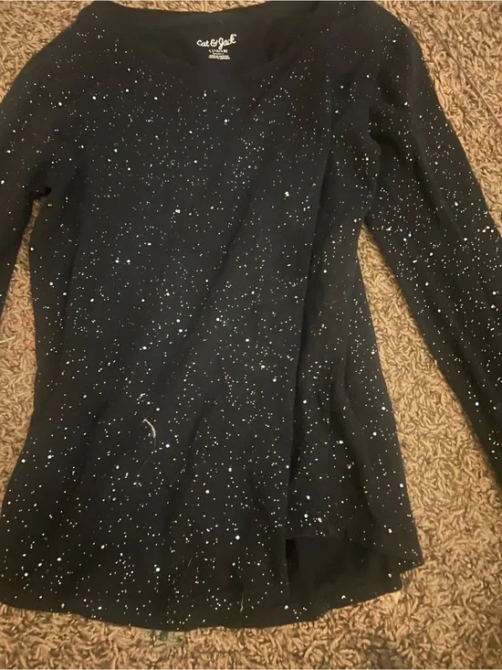 cat & jack Black Glitter Speckled Long Sleeve Tee