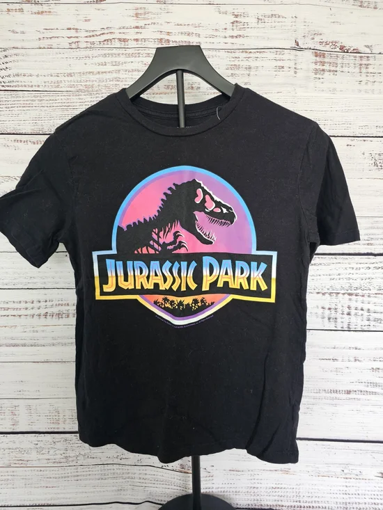 Old Navy Black Jurassic Park Logo Tee with Neon Accent