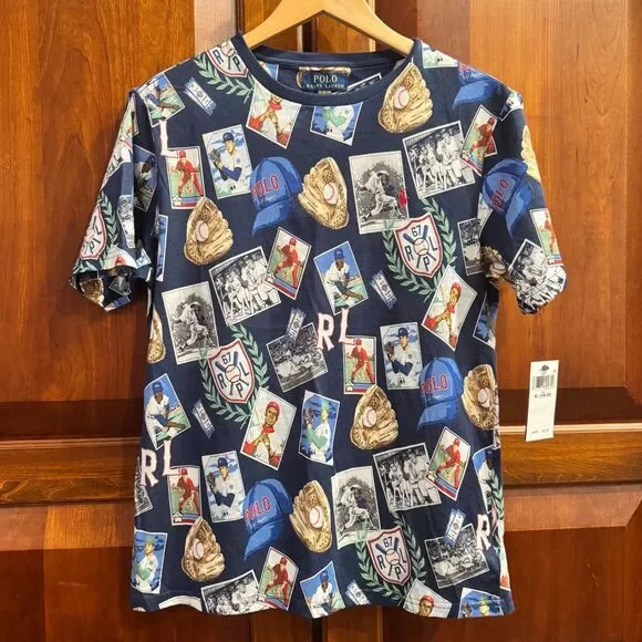 Polo Ralph Lauren Boys Baseball Print Cotton Graphic Jersey Tee XL (18-20) NWT