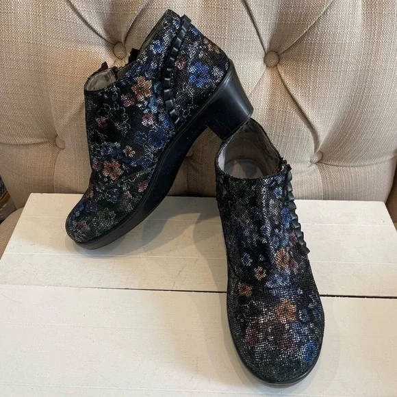 Alegria Womens Hannah Boots Size 9.5 US/ EUR 40 Ankle Zip Floral Shoes Altered