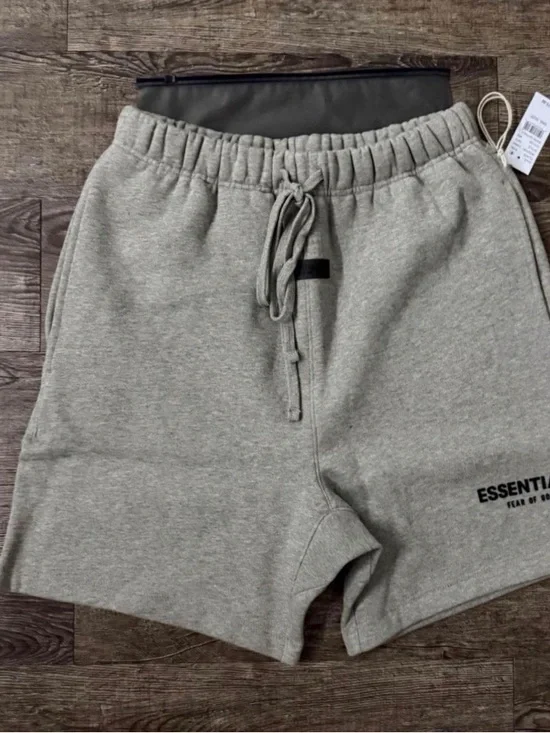 ESSENTIALS Men's Light Gray Drawstring Athletic Shorts