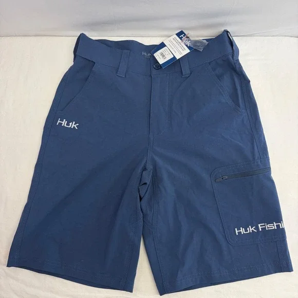 Huk Next Level 10.5 Fishing Shorts Mens Small Blue Performance Cargo Outdoor