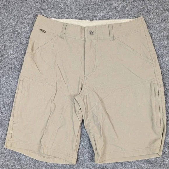 Kuhl Mens Hiking Shorts 32 Khaki Tan Nylon Stretch Performance Outdoor Pockets