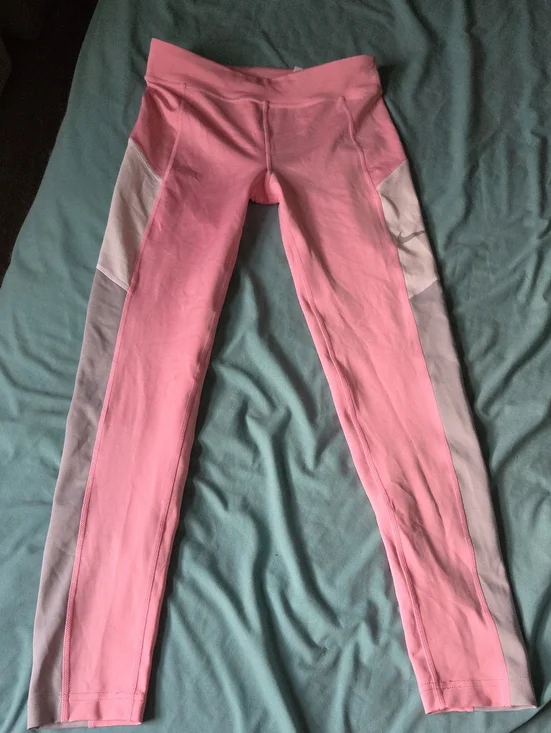 Nike Pink and Light Gray Colorblock Girls' Leggings