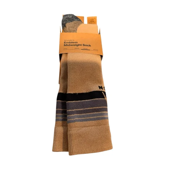 Women's Burton Tan Black Emblem Midweight snowboard Socks s/m