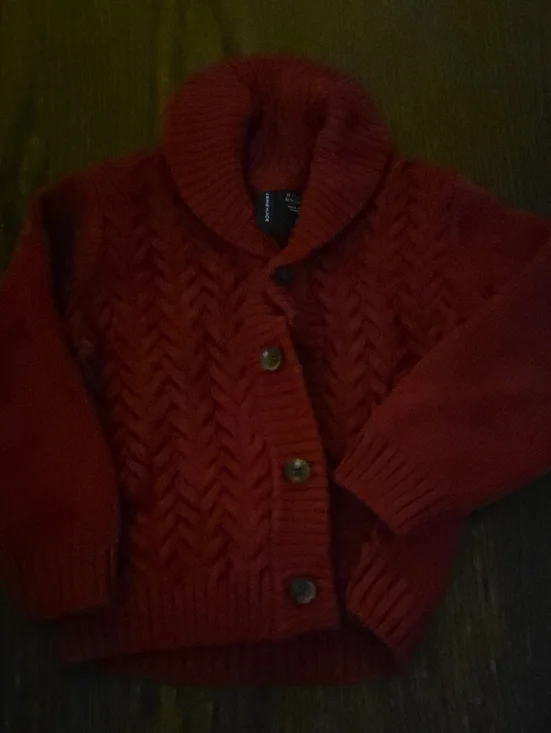 Janie and Jack Red Cable Knit Shawl-Style Cardigan