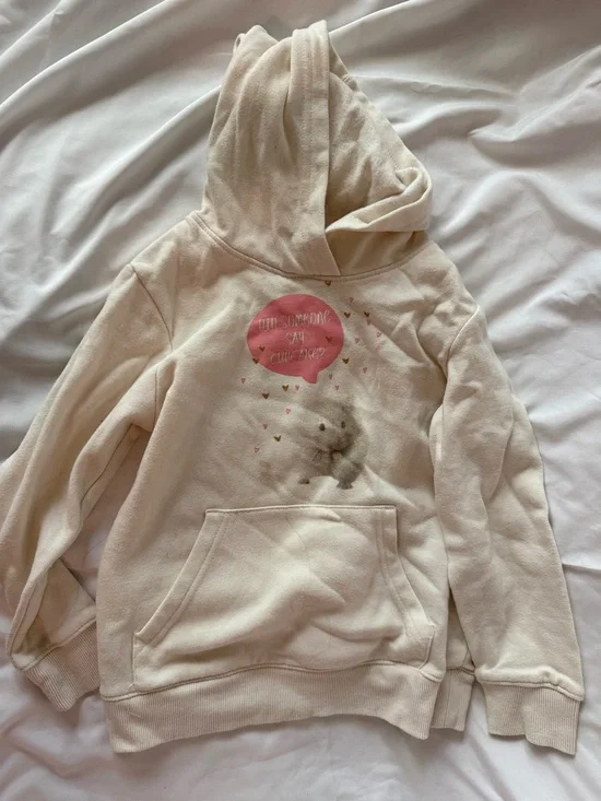 bcg Cream Kids Hoodie with Pink Trim