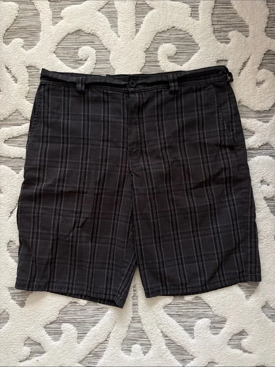 Dickies Black Plaid Flat-Front Shorts