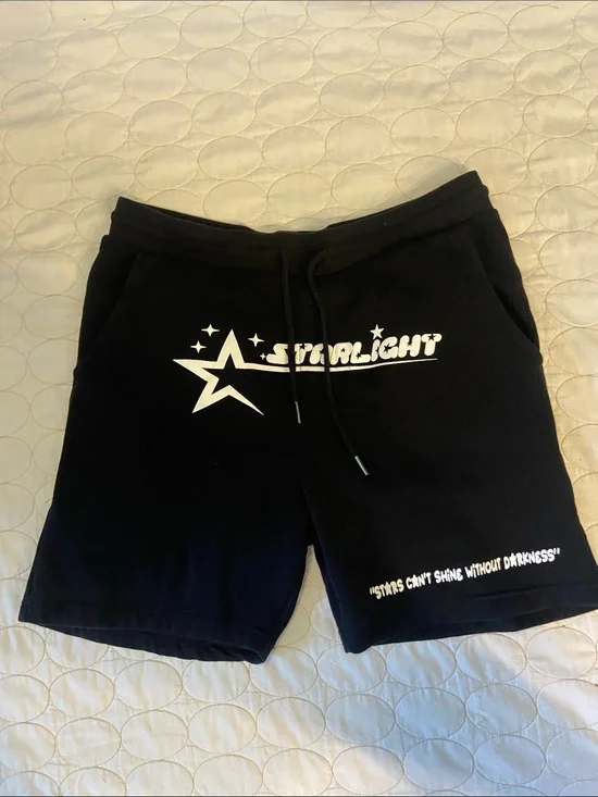 Starlight Men's Black Graphic Athletic Shorts