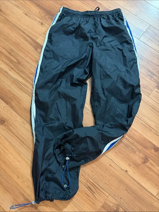 Nike Black Joggers with Blue & White Side Stripes Back Bottom Zippers and Ties