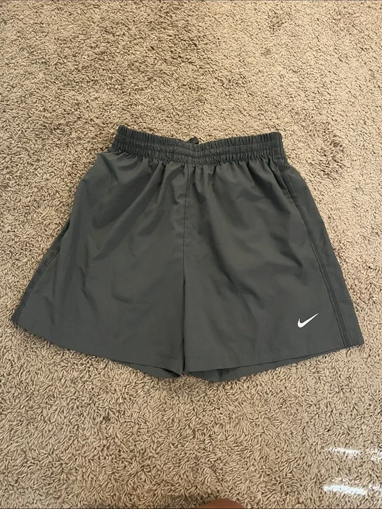 Nike Boy’s Charcoal Athletic Shorts with White Swoosh