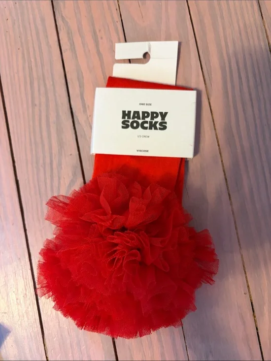 Happy Socks Marry Me Red Tulle 1/2 Crew Socks Free People