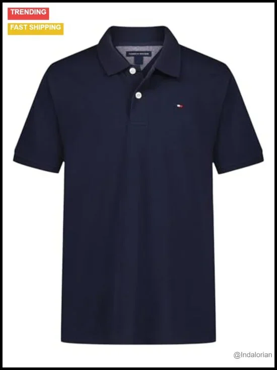 Big Kids Cotton Pique Polo Shirt with Embroidered Logo, Short Sleeve, Button