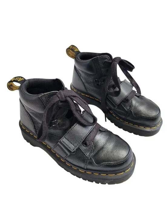Dr. Martens Zuma II Black Leather Strap Ankle Boots Women's US 7