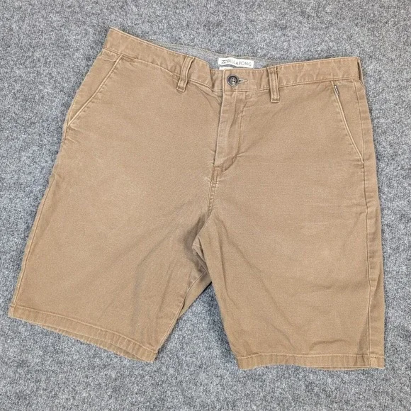 Billabong New Order Stretch Chino Shorts Brown Casual Surf Skate Mens 32 Cotton