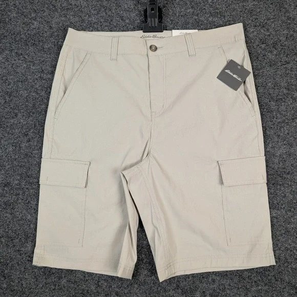 Eddie Bauer Horizon Guide Mens 32 Tan Nylon Stretch Outdoor Hiking Cargo Shorts