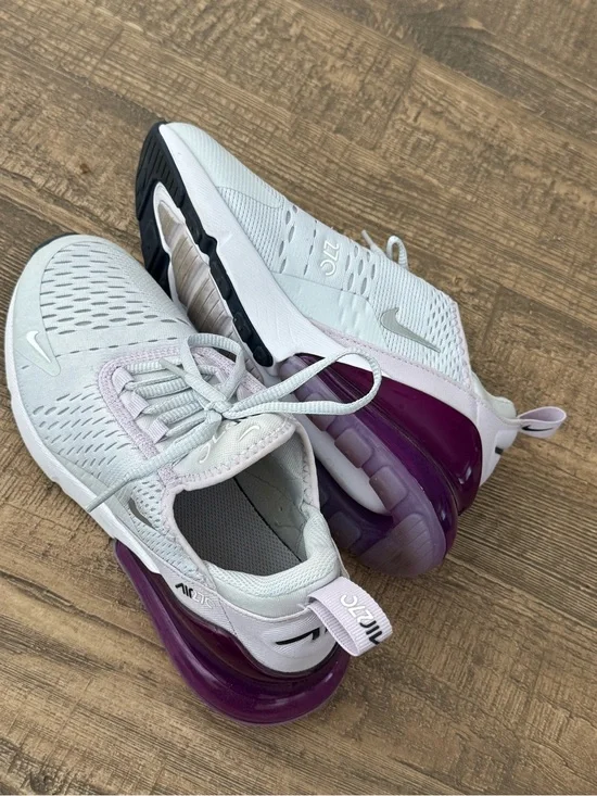 Nike Air Max 270 Running Shoes - White with Purple Accent