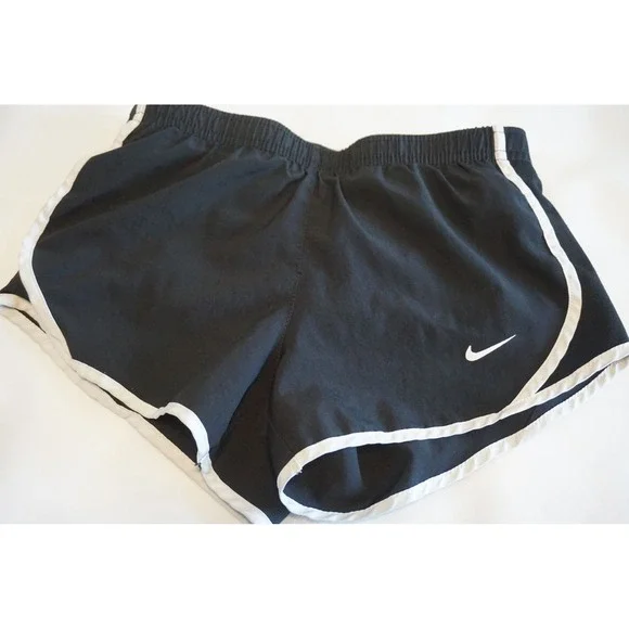 Nike Kids Dri-FIT Tempo Running Shorts Black White Athletic Activewear Small