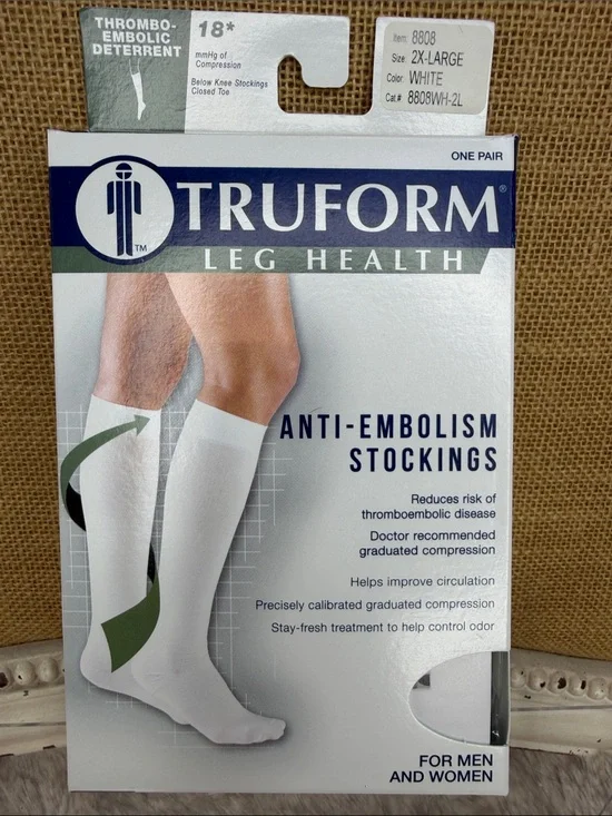 Truform White Anti-Embolism Compression Stockings - Men