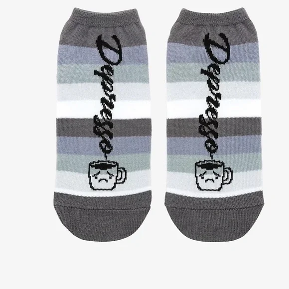 2/$12 Depresso Espresso Striped No-Show‎ Socks Hot Topic