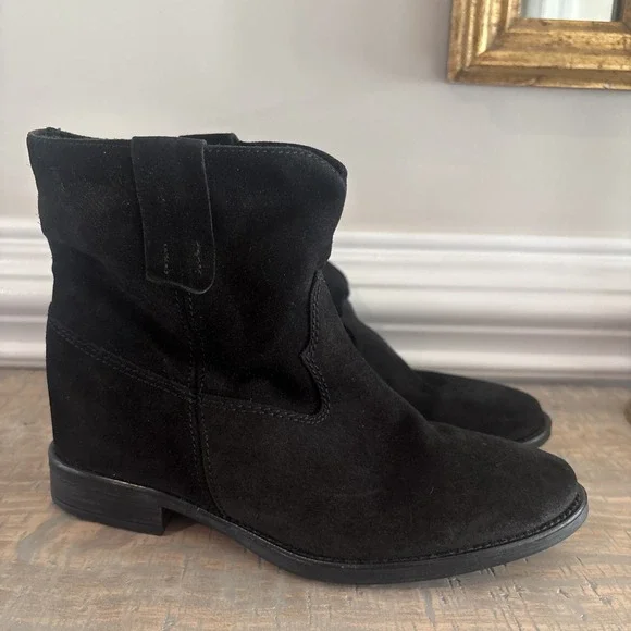 Anthropologie Hidden Wedge Booties Black‎ Size 36