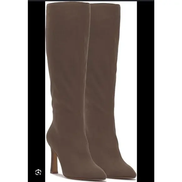 Jessica Simpson Noyaa Sable Faux Suede Knee High Boots Size 7.5 Chocolate Brown