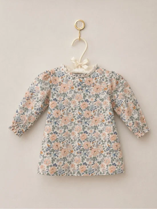 Cecil and Lou | Long Sleeve Floral Top with Ruffle Collar