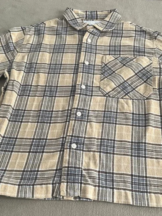 Inditex Zara Boys Multicolor Flannel Plaid Shirt Long Sleeves Size 9-10 Years.