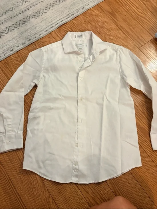 Calvin Klein White Button-Down Dress Shirt for Kids