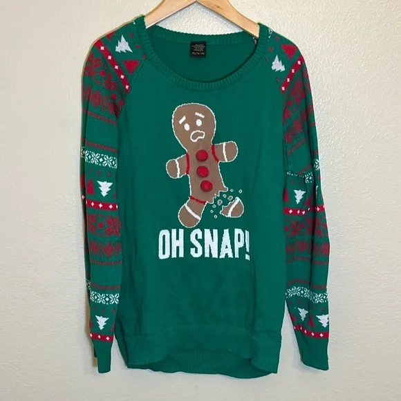 Ugly Christmas Oh Snap Gingerbread Man Sweater