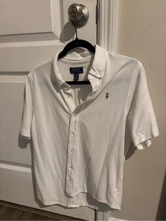 Polo by Ralph Lauren White Short-Sleeve Button Down Shirt with Embroidered Pony