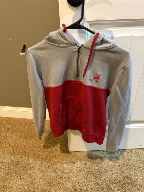 Colosseum Two-Tone Gray and Red Kids Hoodie Sweatshirt