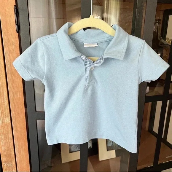 Lullaby Set polo short sleeve shirt collar baby boy toddler light blue button up