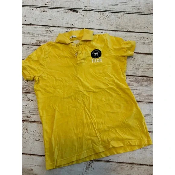Abercrombie Kids Muscle Fit Polo Shirt Yellow XL Athl Dept Patch Short Sleeve